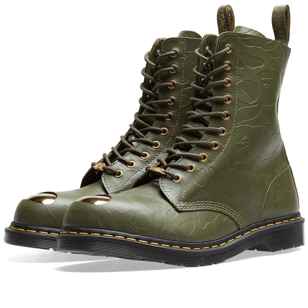 A BATHING APE BAPE X DR.MARTENS 10 HOLE STEEL TOE CAP BOOTS (UK SIZE 10)
