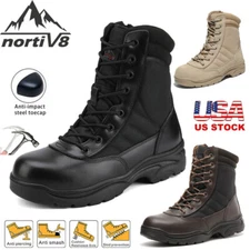 Men's Safety Steel Toe Work Boots Industrial Anti-Slip Tactical Combat Boots