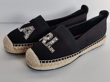 Karl Lagerfeld Paris Manika Espadrille White Rhinestone Logo Loafer Size 5.5M