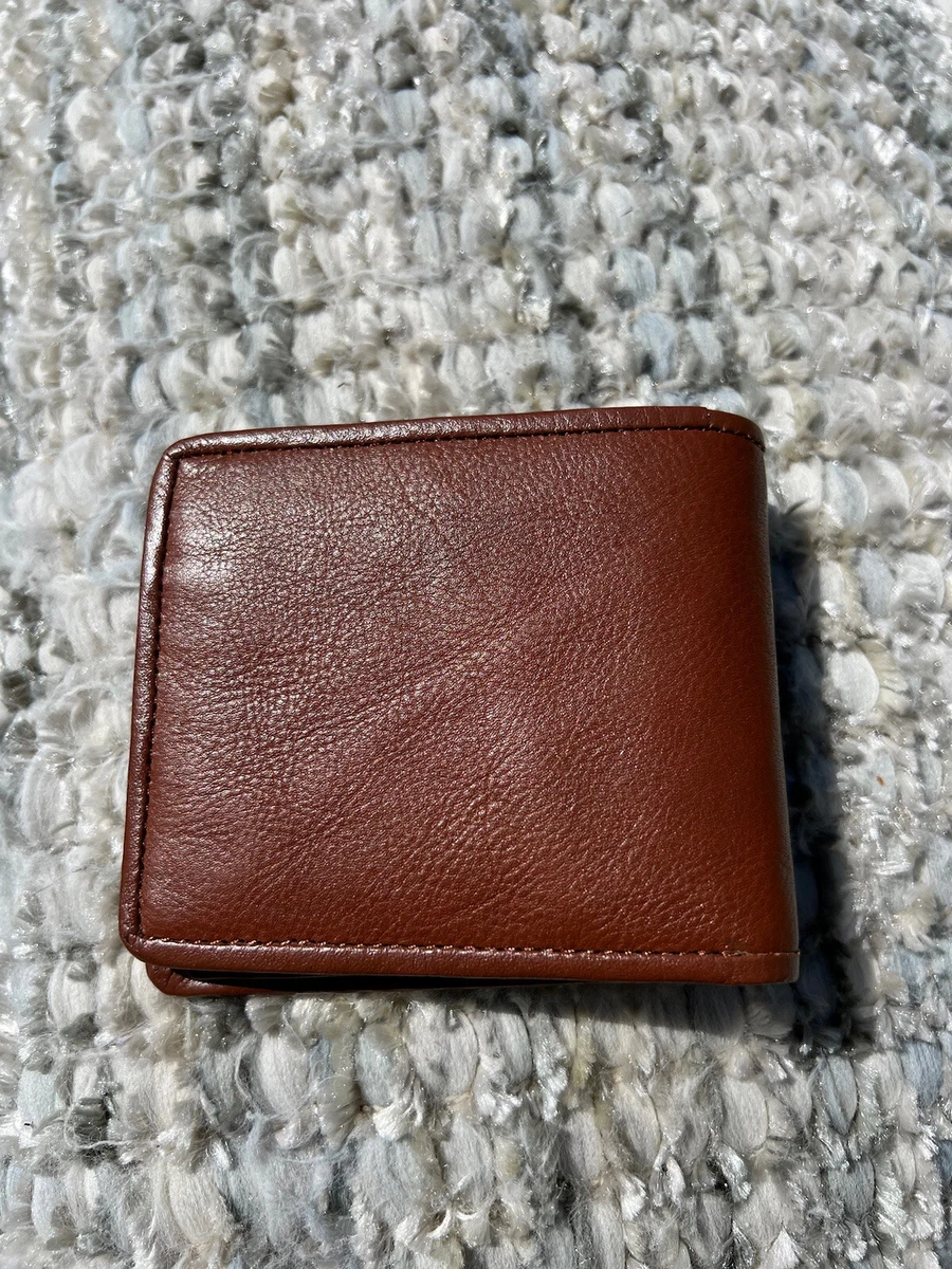 HIDESIGN Chestnut Brown Leather Bifold Billfold Card Case Coin