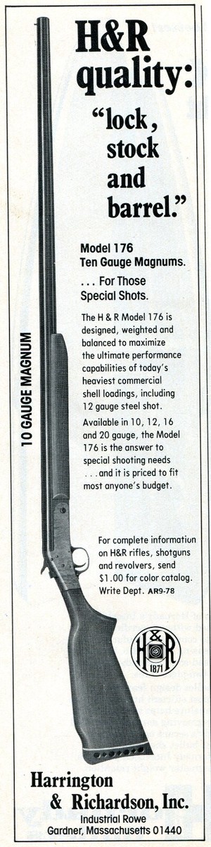 1979 small Print Ad of Harrington & Richardson H&R 10 Gauge