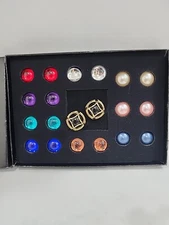 Vtg Joan Rivers Interchangeable 10 Colours GoldTone Earring Set With Box Rare