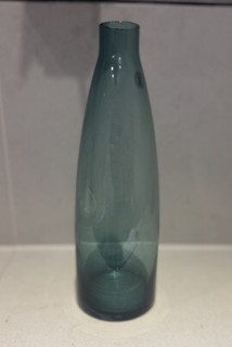 Cobalt Blue/green Glass Bottle Vase Decor. Handmade 10.5 Inch