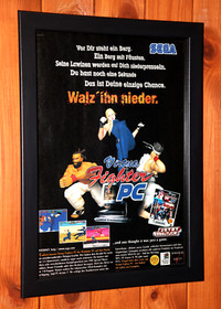 1996 Virtua Fighter 2 Sega Saturn Vintage Promo Small Poster / Ad Page Framed