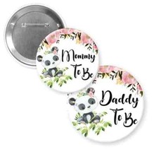 Bear/pin back baby shower/ button/ pin back/ gender reveal/ woodland/Pink Floral