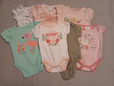 LOT OF 7 SHORT SLEEVE 3-6 MONTH ONE PIECE GIRLS VARIOUS BRANDS