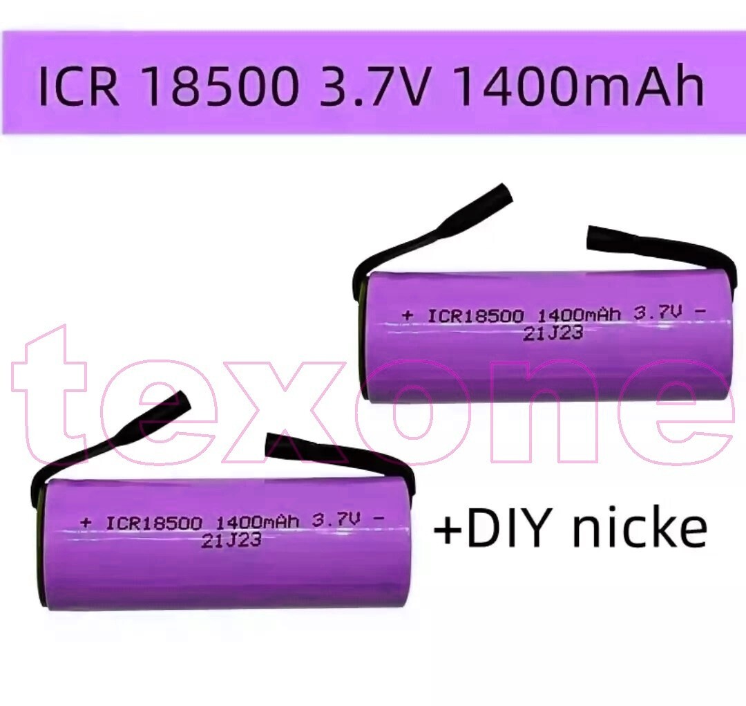 1-2X Batería 18500 1400 mAh Batería 3.7V U Soldadura Bandera Recargable Baterías 18X50mm