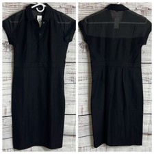 Ann taylor Dress Womens Size 0 Sheath collared  cap sleeve sheer Black  NWT