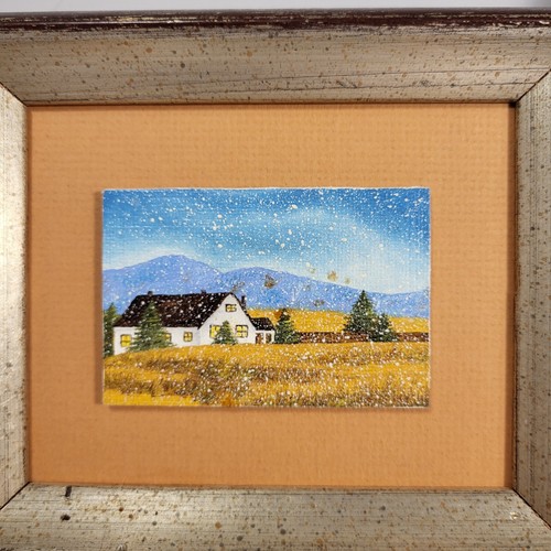 Vintage Hand Painted Mini-Canvas Country Scenes Retro Framed 5"x6" - Picture 6 of 14