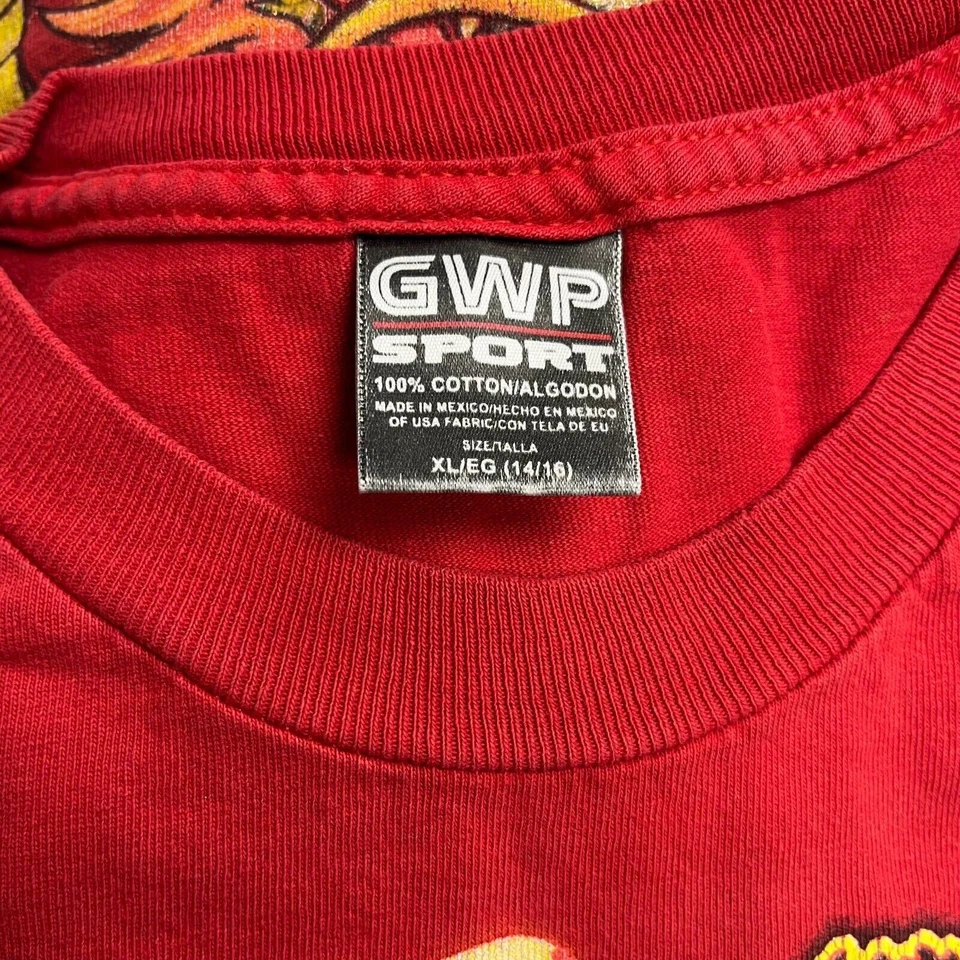 复古 GWP 运动男孩图形 T 恤红色带 Thrash Dragon Art Crew Youth XL — 第 4/4 张图片