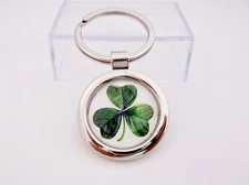 IRELAND IRISH CLOVER LEAF SHAMROCK KEYRING KEY FOB KEYFOB CHAIN GIFT