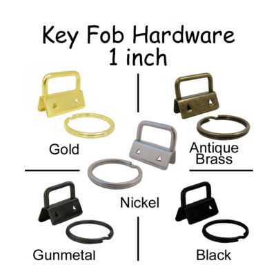 5 - 1 Inch Key Fob Hardware w/ Key Rings - Pick From 5 Finishes - Make Wristlets