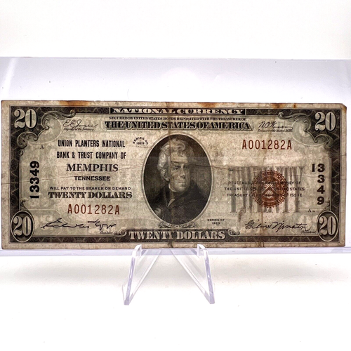 1929 20 Memphis Tennessee Union Planters National Bank Note. Lot.14 eBay