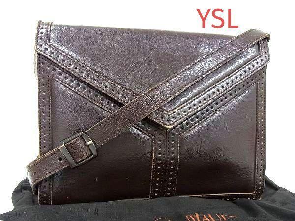 Borsa a tracolla Saint Laurent in pelle marrone originale media donna Francia