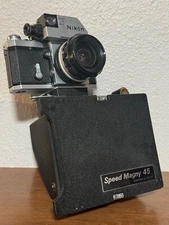 RARE Speed Magny 45 4x5 Back For EARLY Nikon F with Strap - EXC+ condition