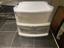 Vintage Homz Plastic 2 Drawer Medium Storage Drawers Clear Drawers/White Frame