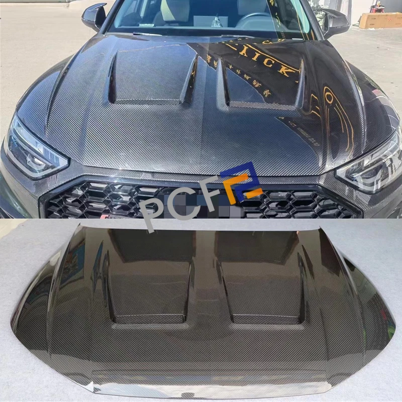 2018-2025 Real Carbon Fiber Front Hood Vented Bonnet Cover Fits For Audi Q5 SQ5 - Image 3 of 4