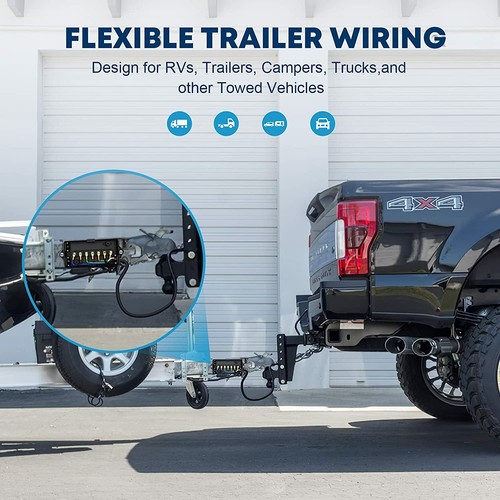 7 Way Trailer Wire Junction Box With Cord 4 Wire Trailer Cable RV Accessories - Picture 11 of 45