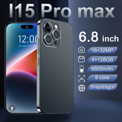 NEW i15 Pro Max Unlocked Smartphone 4+128GB WCDMA Dual SIM Android13 Cheap Phone