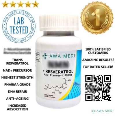 NAD + ERGÄNZUNG TRANS RESVERATROL KAPSELN .N.M.N.  1100MG LABORGEPRÜFT 60 KAPSELN