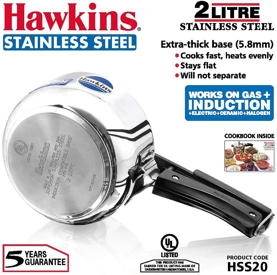 Hawkins Stainless Steel Pressure Cooker 2 Lt  - Image 2 of 4