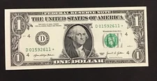 US 2021 Uncirculated $1 Star Notes,  Starting  Ser#D01592611  (Cleveland Ohio)