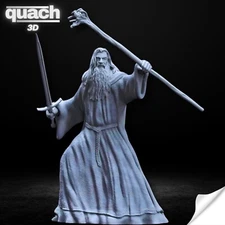 Gandalf The Grey Figure (Pre Supported) LOTR Stl File 3D Printing, Stl 3D model