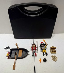 Playmobil Pirate Carry Case Set Boat Figures Treasure 2007 (COMPLETE) Good Cond.