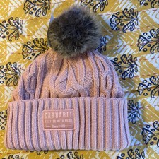 Carhartt Beanie Women One Size Pink Knit Pom-Pom Cuffed Winter Hat