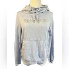 Nike Womens Just Do It Funnel Neck Fleece Hoodie Light Blue Medium M