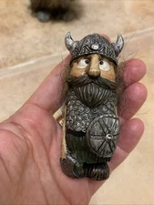 Resin Viking Tourist Miniature Doll Toy Figurine Hair Sword  Iceland 3.5” Tall