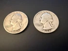 WASHINGTON QUARTERS 1945-S 1946-D SF & Denver Mints CIRCULATED Fine 90% Silver