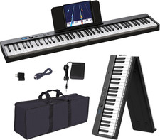 Foldable Piano Keyboard, 88 Key Full Size Semi Weighted Folding Piano Keyboard,