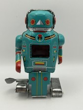 Noguchi Mighty Robot Wind Up Litho Tin Toy Working 1968 Vintage - Made In Japan