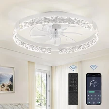 LEDIARY 20" Low Profile Ceiling Fans with Lights/Remote KDZS20 - White
