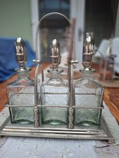Vintage Rare 3 Decanter Tantalus + metal stoppers
