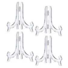 4pcs 4.3" Easel Plate Holder Plastic Folding Display Stand Clear for Decorative