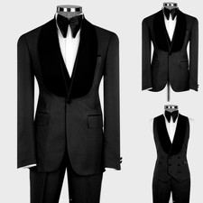Black Men's Suits 3Pcs Jacket Formal Business Blazer Formal Coat Dinner Party
