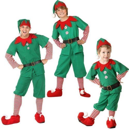 Elf Costume Family Womes Mens Kids Christmas Dress Santas Cosplay Xmas Outfits ~ - Picture 9 of 16