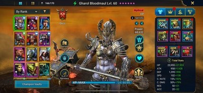 Gharol, Pythion, Tyrant x2, Geomancer x2, Seer - Raid Shadow Legends