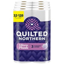Quilted Northern Ultra Plush , 32 Mega Rolls = 128 Regular Rolls, 3X Thicker*...