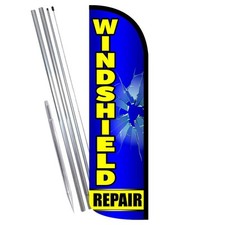 Windshield Repair Premium Windless Feather Flag Bundle Complete Kit OR Optiona