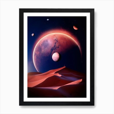 Planet Mars Wüste Düne Kunstdruck gerahmt Wandbild Poster Leinwanddruck Bild