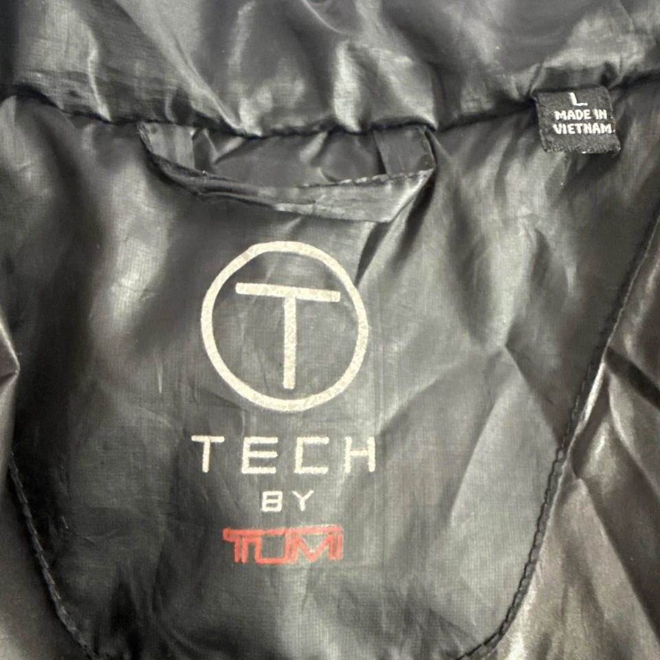 Chaqueta acolchada T Tech By Tumi pluma cremallera exterior negra para hombre grande*Leer Foto 4 de 4