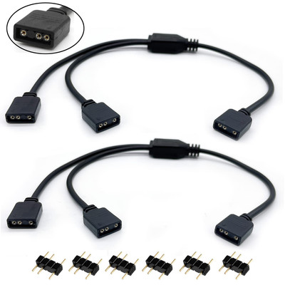 Jstincal ARGB Splitter Cable, 1-to-2 Female to Female 5V 3 Pin Addressable RG...