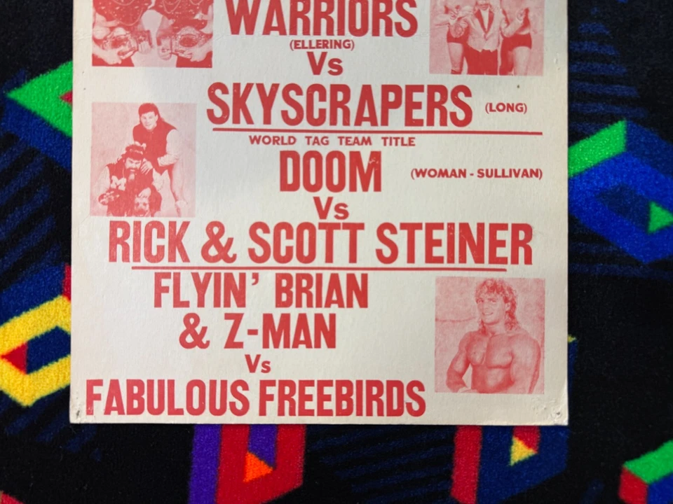 Póster de evento original de lucha libre WCW NWA 14/12/1989 Peoria, IL Road Warriors Foto 3 de 4