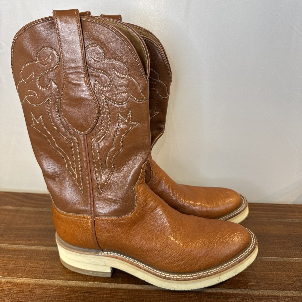 Vintage Ammons Western Roper Boots Brown Handcraft Leather  display picture 2