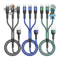 USB Kabel 3 In 1 Schnellladekabel Nylon 1,2M FüR Iphone Galaxy Huawei 3 StüCk