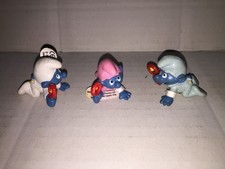 Schleich Smurfs Schtroumpfs SET of 3 BABY SMURFS with Pajamas MINT Vintage