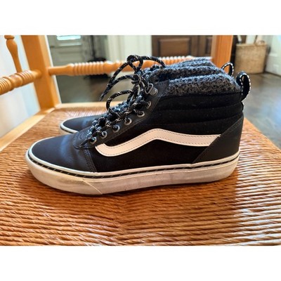 Vans Ward Hi MTE Black White Leather Suede Sweater Knit High Top Mens 9.0